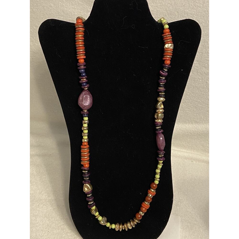 Chico's Vintage MALLORY Multi Beaded 36" Necklace with Extender - Pre-Owned